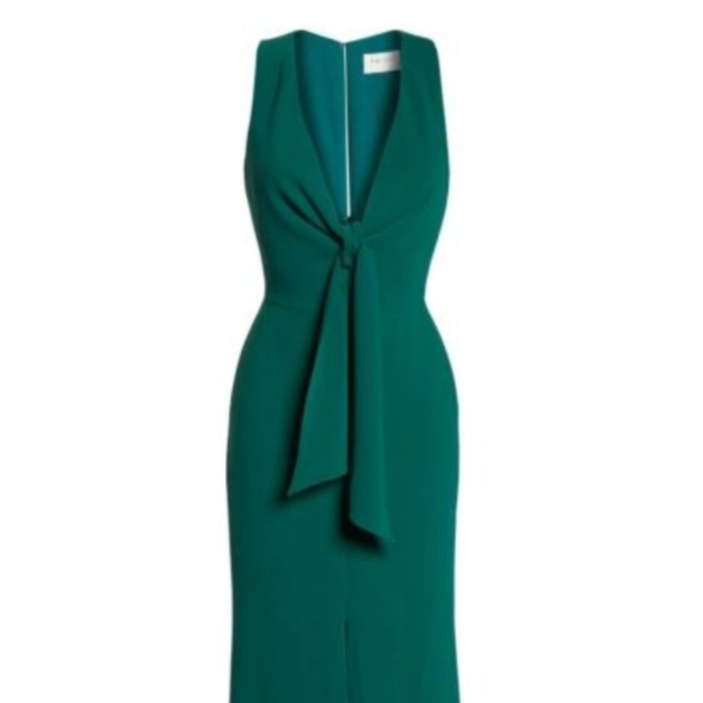Harlyn Plunge Neck Tie Front Maxi Dress Emerald